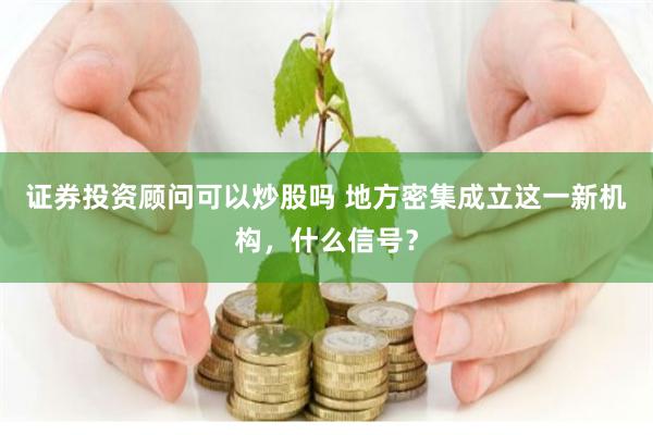 证券投资顾问可以炒股吗 地方密集成立这一新机构，什么信号？