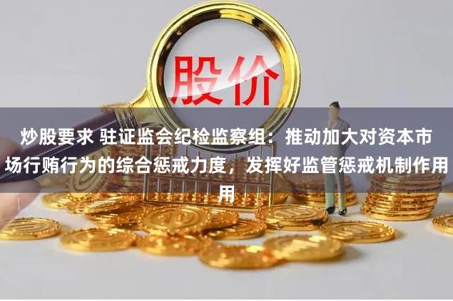 炒股要求 驻证监会纪检监察组：推动加大对资本市场行贿行为的综合惩戒力度，发挥好监管惩戒机制作用