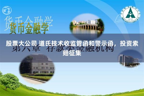 股票大公司 道氏技术收监管函和警示函，投资索赔征集